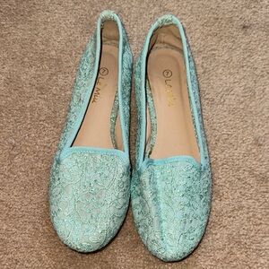 Mint Green Lace Women's Flats